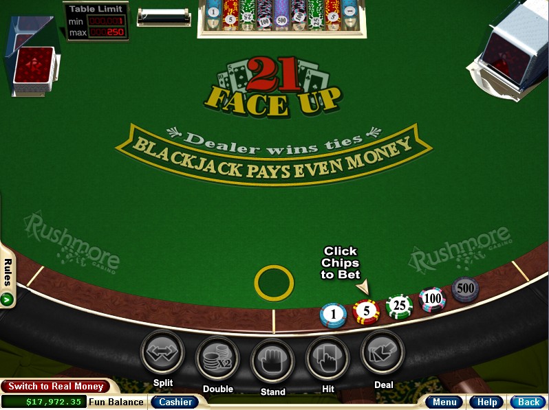 rushmore casino face up 21